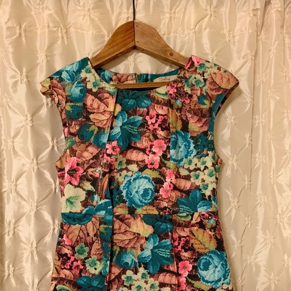 Darling Brand Floral Print Retro Sheath Dress Mid Centrury Modern 60s - Picture 2 of 12